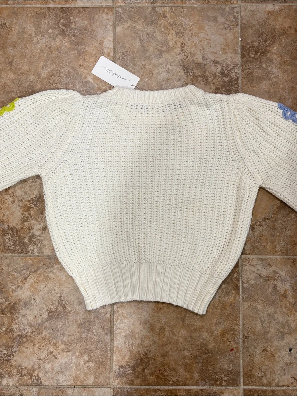 One Loved Babe Cream Flower Knit Sweater NWT